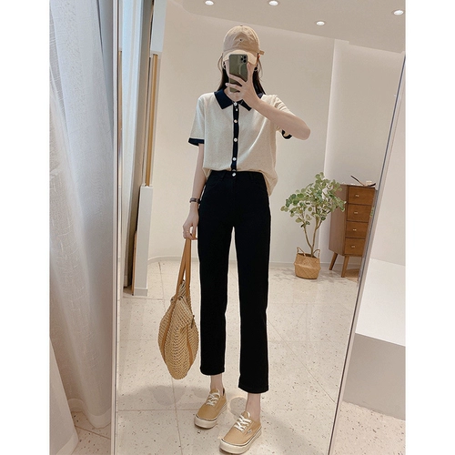 Штаны, летний комплект, коллекция 2022, свободный прямой крой, короткий рукав