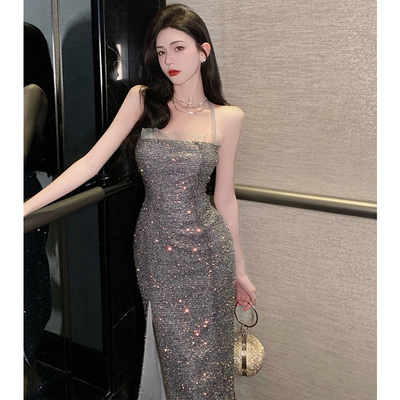 taobao agent Evening service light luxury niche high -end ladies French sexy tube top band word shoulder dress female summer high -level sense