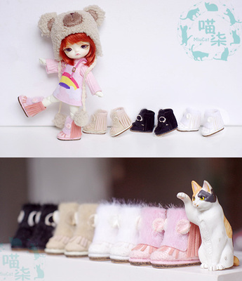 taobao agent Bjd baby shoes plush rabbit ears small boots 8 minutes and eight minutes lati meow pukifee