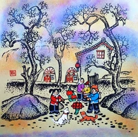 Весенний фестиваль Новый год Детский фонарь Кнай Кейв, Северный Шанкси, народной отель фермер, фермеры округа Леду, размер 25x25 см.