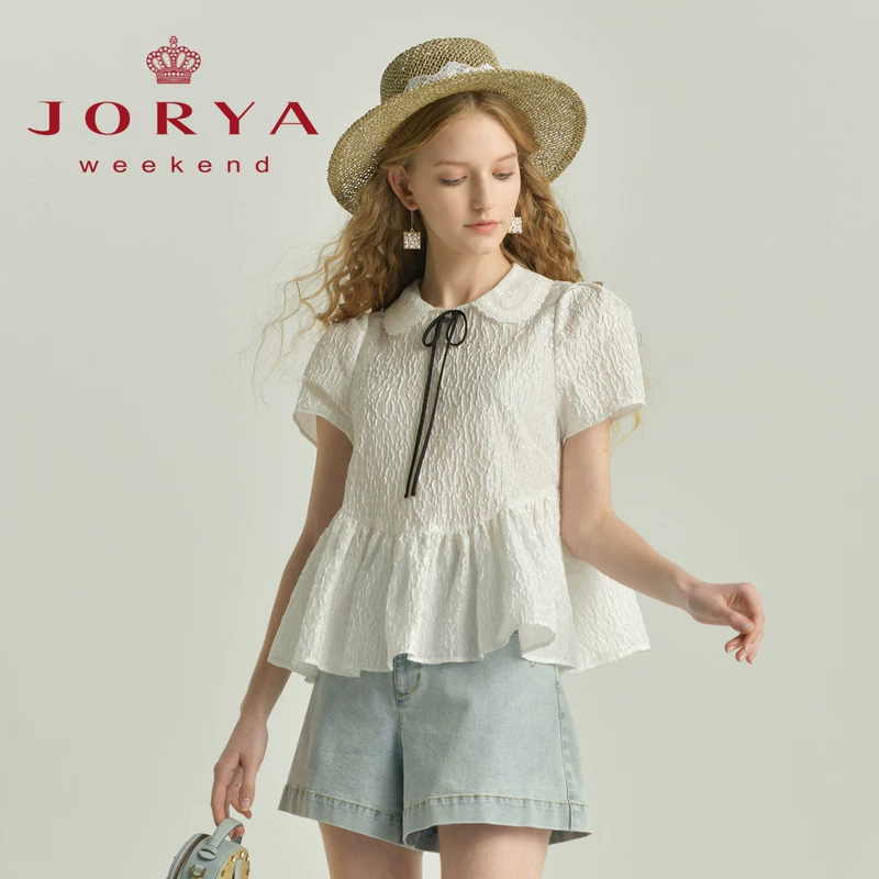 Новая вышитая кружевная кокетка Zhuoya с embossed лотосовым листом, рубашка для выходных летом