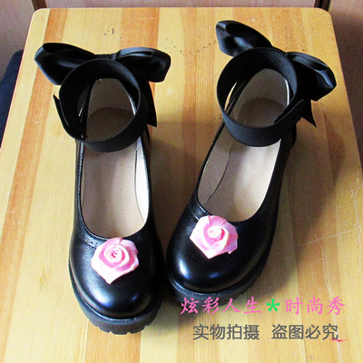 taobao agent ◆ Rose Girl の c の COSPLAY shoes ◆ Bowle round head thick heel Lolita single shoes ◆ Large size shoes