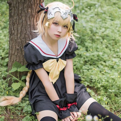 taobao agent Early Beast Cat spot] Fate/GO Youzheng FGO Jeanne Cos clothing female COSPLE Black Jeanne helmet props