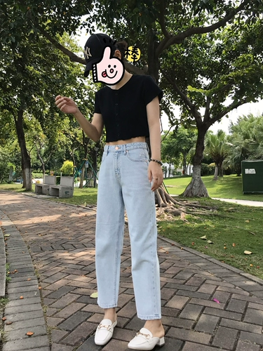 [Разрешение при утере, возврату и обмену не подлежит] Ярлык Y чистого кроя ~ стираные синие и белые свободные джинсы со средней высокой талией и девятью точками.