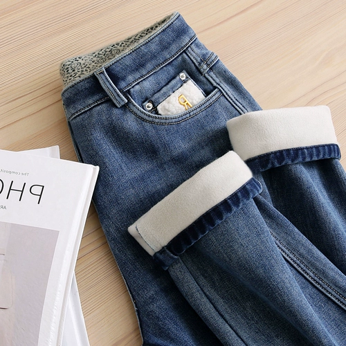 Зимние ретро демисезонные прямые свободные джинсы, утепленные штаны, французский стиль, подходит для подростков, популярно в интернете