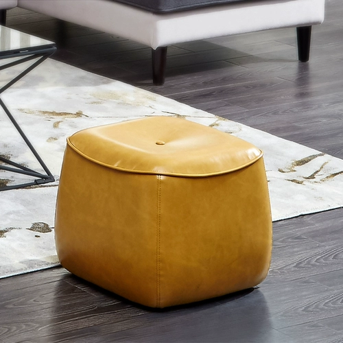 Маленький табурет из натуральной кожи, низкий домашний табурет, журнальный столик для гостиной, легкая роскошная личность интернет-знаменитости, мягкая подушка из цельного дерева, табурет для смены обуви в дверном проеме