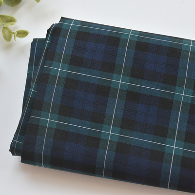 taobao agent Small dough fabric imported pure cotton thin color weave blue -green classic plaid fabric clothes children's clothing shirt handicraft