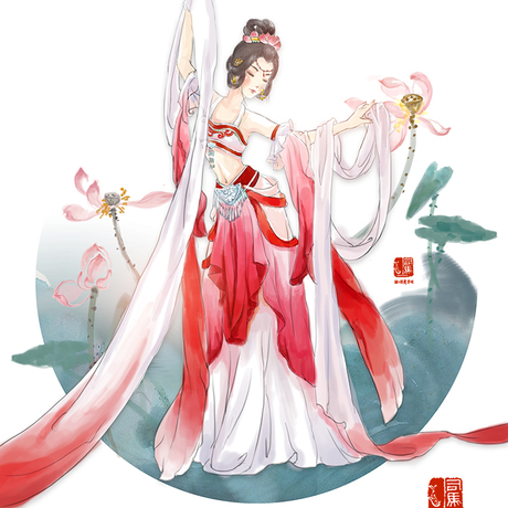 【邕州司马】红白渐变水袖舞姬 cos古装【流风】锦鲤抄