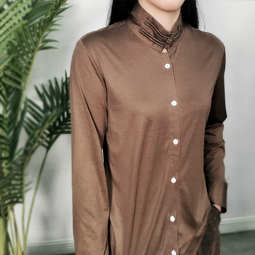 Трикотажная шелковая летняя рубашка