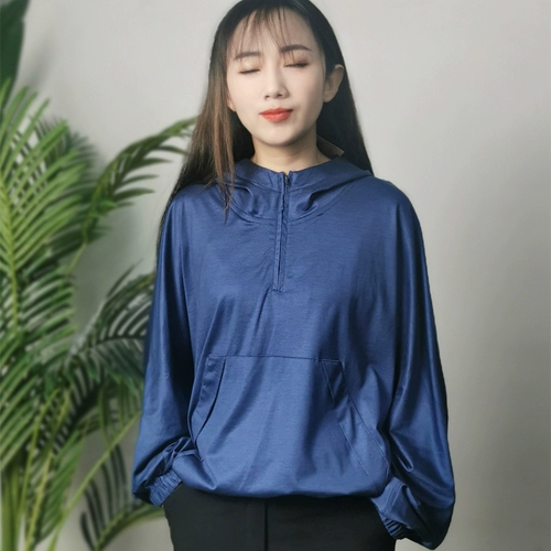 Шелковая хлопковая трикотажная модная толстовка с капюшоном для отдыха, лонгслив с молнией, свободный крой