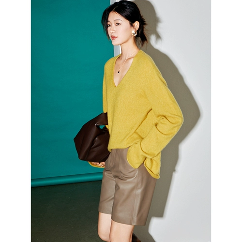 Fengjia Zhaizhong ежегодная награда, белый фабричный шелковый кашемировый классический свитер с v-образным вырезом MZ1628