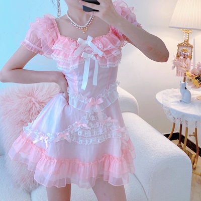 taobao agent Japanese lace soft dress for princess, fitted