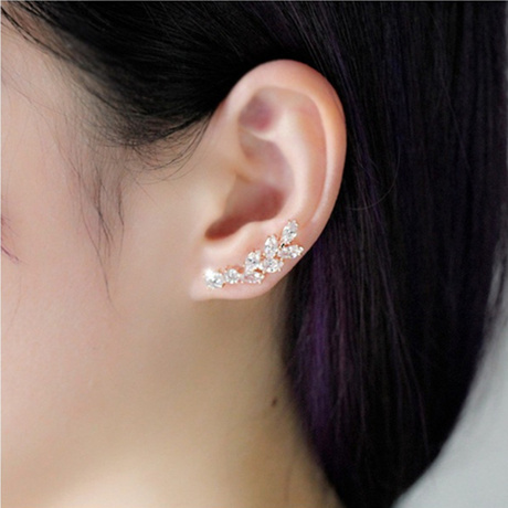 新款韩国进口 羽毛羽翼耳排耳饰品 闪耀锆石气质女士甜美 防过敏