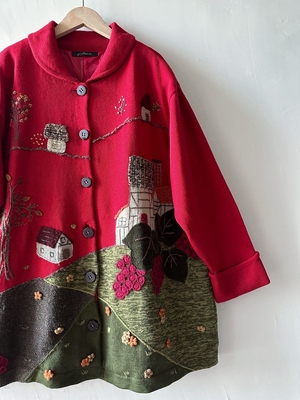 taobao agent 100% of the essence wool has a full -lining boutique jacket handmade embroidered house landscape free shipping!IntersectionIntersection