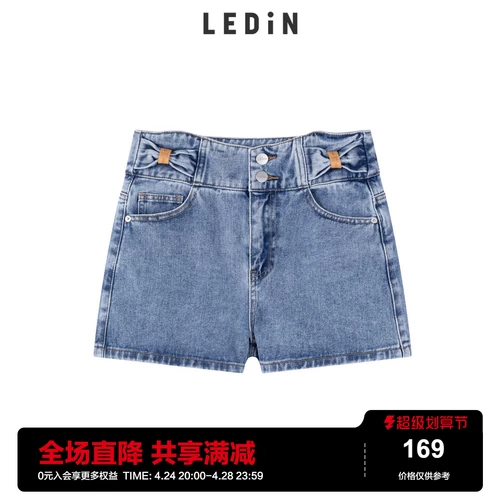 Джинсовая юбка, шорты, милые штаны с бантиком, высокая талия, свободный прямой крой