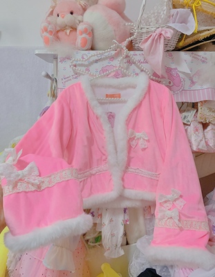 taobao agent Fleece cardigan with bow, fitted