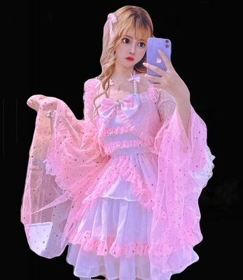 taobao agent Summer megaphone for princess, fitted brace, dress with bow, 2021 years, with sleeve