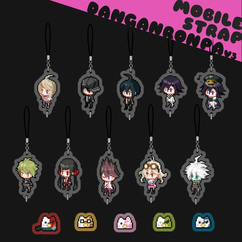 Акриловый кулон Mochi cake Danganronpa V3 пиксельная музыка, 2–3 см, двойной шарм с ремешком