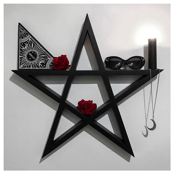 NS Black Pentagram Gothic diablo черный пять манго ретро Деревянная стена украшения стеллажи