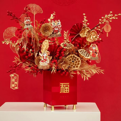 2023 Расположение цветов благословение Благословение Баррель украшения украшения зимние зеленые фрукты Fortan