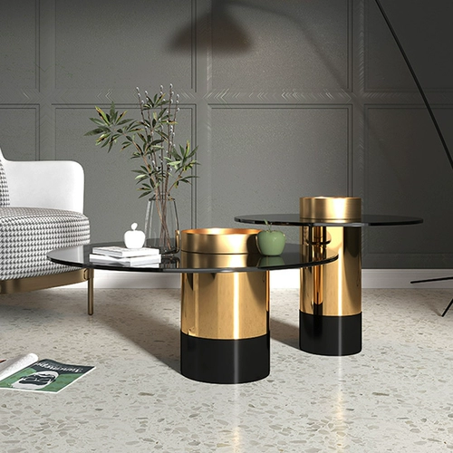 Итальянский легкий роскошный дизайнер модель круглого натяжения кофе из нержавеющей стали размер круга высокий и низкий сочетание измеренного стекла современного минималистского