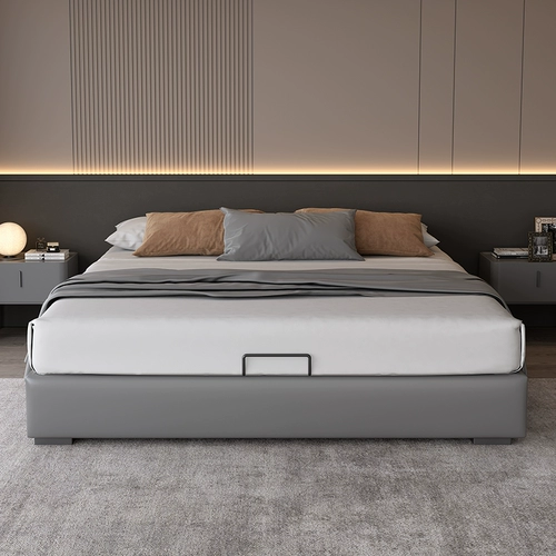 Итальянская световая роскошная минималистская кровать для головы без кровати современная простая на спинку татами рама кровать для кровати напольная коробка с двуспальной кровать