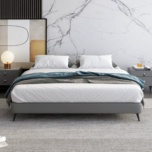 Итальянская легкая роскошная минималистичная кровать без спинки без изголовья, современная простая кровать с татами, гостиничная кровать, может быть изготовлена ​​по индивидуальному заказу