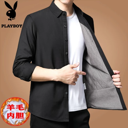 Playboy, цветная шерстяная рубашка, утепленный демисезонный вкладыш