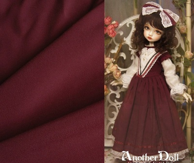 taobao agent Korean imported fabric【All -cotton Joe Qiqi】Wine red cotton fabric BJD baby clothing dressing cloth