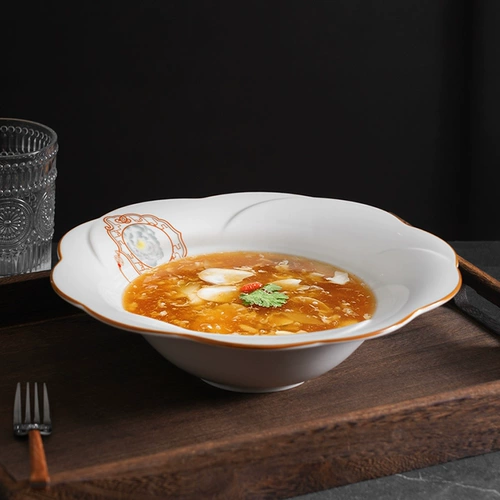 High -Sendware Hotel Special Bowl Старший китайский ресторанный клуб Керамика суп миска глубоко свидание цветочные суп ins ins