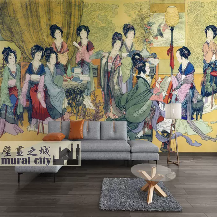 日本宫岛夏夜日式壁纸日系鸟居夜景墙纸和风墙布简约绘画背景壁画