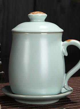 国瓷手绘人民大会堂釉下彩人大常委办公室带盖陶瓷礼品定制茶杯