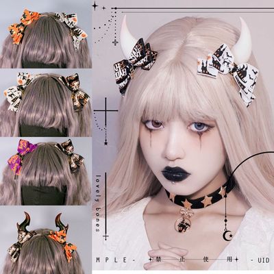 taobao agent 【Buried forest】Halloween side jewelry bow head jewelry JK double ponytail pair lolita headgear