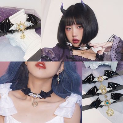 taobao agent 【Buried forest】Original Halloween Carnival Bat neck decorated clavicle chain Diablo lolita Gothic