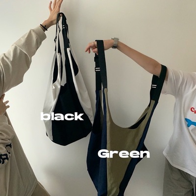 taobao agent Buying vegetables is like visiting the Korean bookstore ~!Japanese sense retro color combat shoulder casual large -capacity canvas bag
