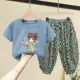 Древние стиль Girl Grey Blue T+штаны для народного стиля