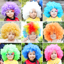 Детский сад 6 детей пушистый парик бал фанаты кудрявые волосы цветные взрывные головки