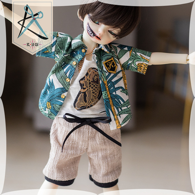 taobao agent Free shipping spot Mojito Boy's baby clothes BJD6 doll suit flower shirt beach resort island Kiya sauce