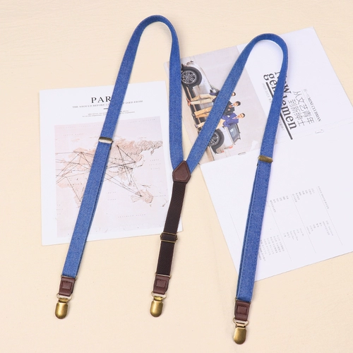 Ретро джинсовые универсальные подтяжки подходит для мужчин и женщин, нескользящие штаны, эффект подтяжки