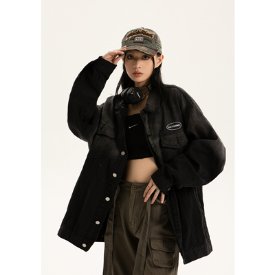 taobao agent Genuine design retro denim autumn jacket, American style, gradient, 2022 collection
