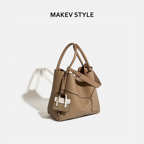 Портативная корзина, вместительная и большая демисезонная сумка через плечо, премиум класс, из натуральной кожи