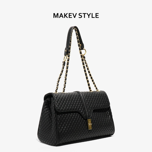 Черная цепь, сумка на одно плечо, Гонконг, изысканный стиль, на цепочке, из натуральной кожи