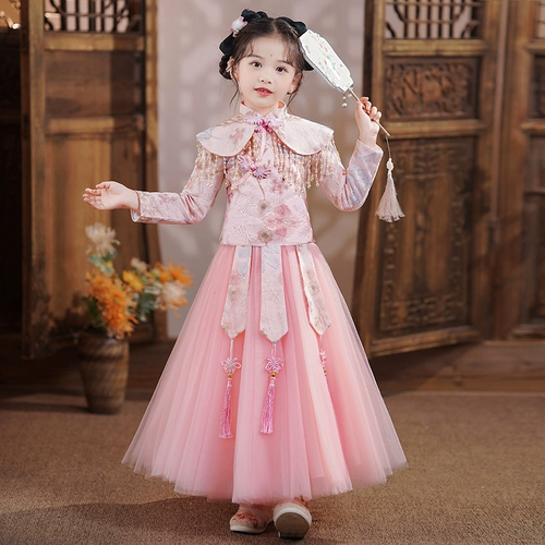 Осеннее ханьфу, платье, детское весеннее ципао, коллекция 2023, китайский стиль