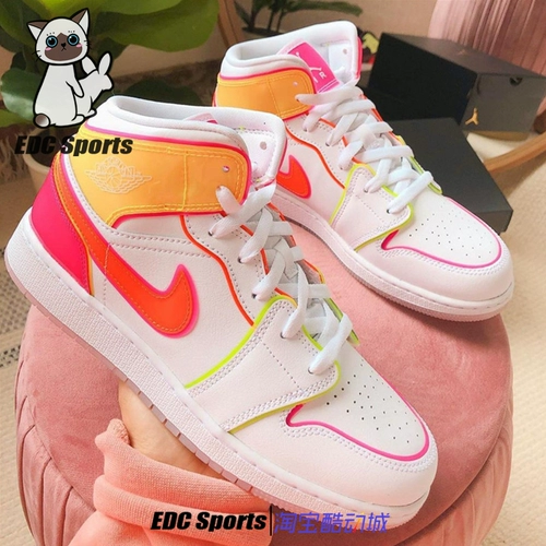 Air Jordan 1 AJ1 Mid Aj1 Candy Jelly Ganly Crystal принадлежит белый желтый порошок CV4611-100