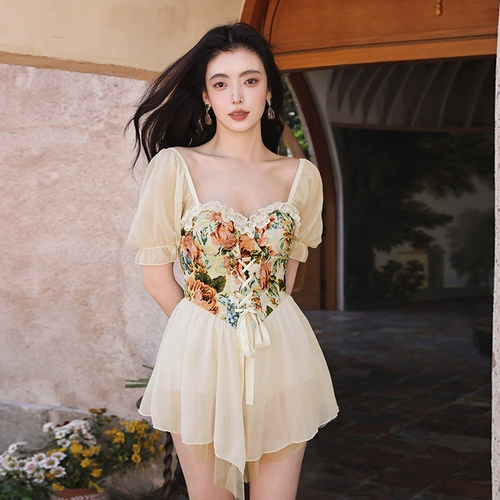 Золотая купальника, женская, чистое желание, стиль, сексуальная утечка, юбка, консервативная, тонкая, пузырьковой купальник с пузырьком желудка