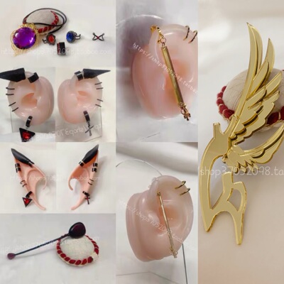 taobao agent COS customized virtual idol Rainbow up the main VTuber Geye leaf headset headset earphone earrings ring necklace