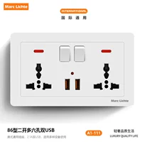 Тип 146-два отверстия по шесть отверстий + две USB-розетки (с маленькой круглой)