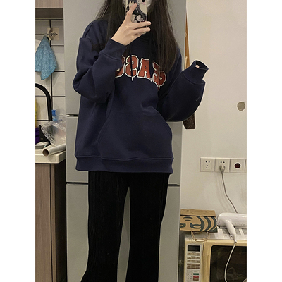 taobao agent Genuine spring sweatshirt with letters with hood, scarf, long sleeve