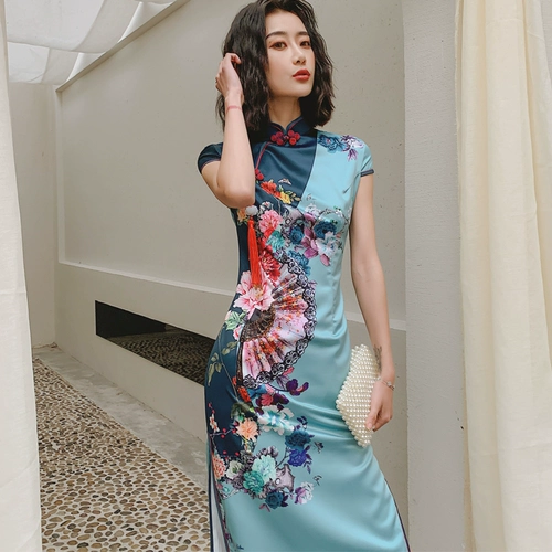 爱裳霓 Ретро ципао, элегантная легкая длинная юбка, китайский стиль