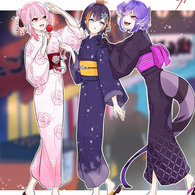 taobao agent Hot Spring Mano Vtuber Rainbow Society Enrosemi yukata cos cos kimono Petra Slen women's clothing customization